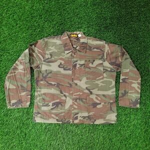 Vintage Y2K Military Camo Jacket Large 23x24 Brown Green